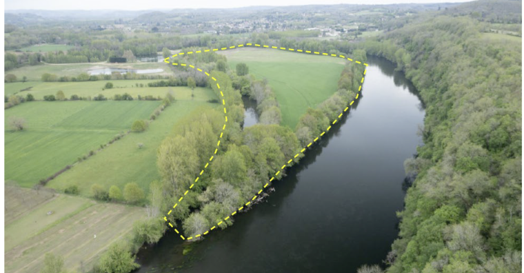 L’ensemble de parcelles acquises par Epidor par l’intermédiaire de la Safer sur le site de l’ancienne gravière de Maison-Neuve en Dordogne